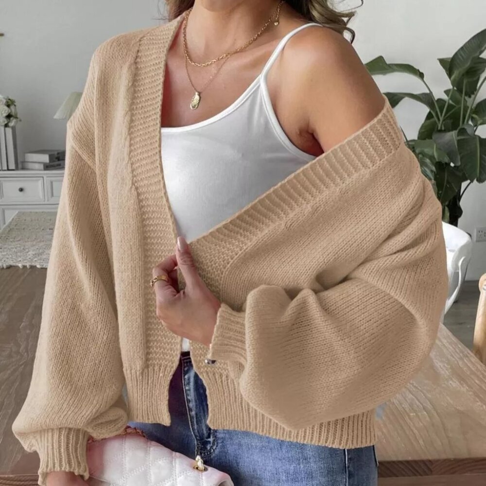 Open Front Dropped Shoulder Cardigan